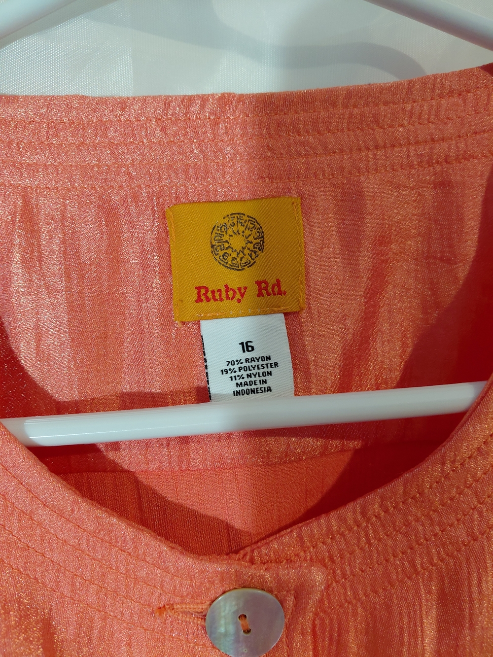 Ruby Rd. Coral Shimmery Button Jacket - Picture 3 of 8